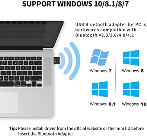 Bluetooth adapter za PC 5.0, alinkvite bluetooth adapter za Windows 10 / 8.1 / 8/7, Bluetooth dongle sa ultra
