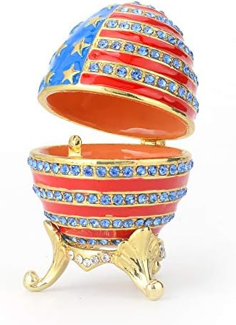 Furuida Faberge Egg nakit kutija sa šarkama klasičnom američkom zastavom Boja ručno oslikani ukrasi Metalni