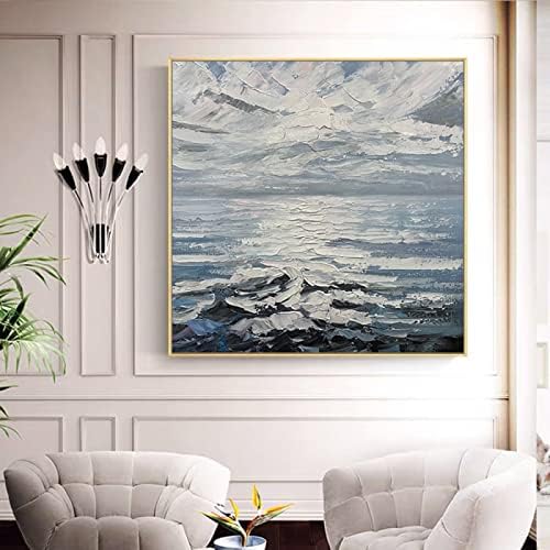 Ručno oslikana Scenografija umetničko ulje - veliki apstraktni pejzaž morskog neba teksturirana