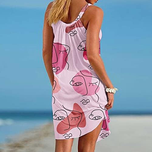 Wpoumv ljetne haljine za ženske casual bez rukava za vrat bez rukava cvjetna print plaža Tank haljina