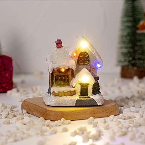 Toyandona Božićne ukrase LED lampicane božićne seoske kuće, 1pcs Xmas Village Kuće Resin Božićna seoska
