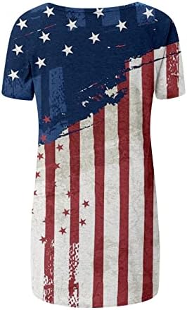4. jula majice za žene kratke rukave V vrat tunike na vrhu američke zastave pruge Tie-Dye Patriotske