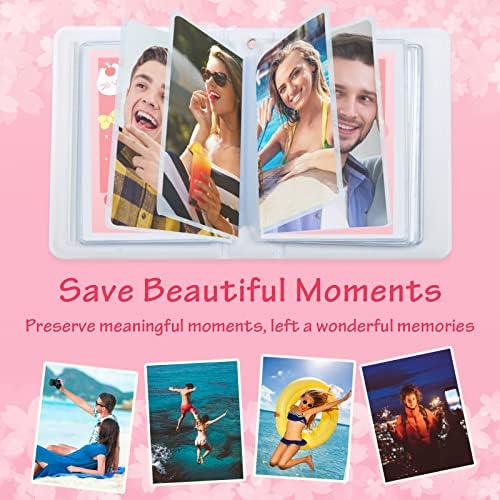 3-inčni Kpop držač za Fotokard, Anglecai Mini foto Album za foto kartice sa 40 džepova/ čari od trešnje, šuplji