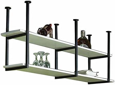 Viseći stalak za staklo za vino stropna polica 2 sloja stropni nosač crna polica 2 Para u obliku ravni