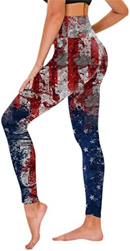 4. jula High Squiks gamaše za žene Američka zastava tekuće joge gamaše ultra meke brušene elastične atletske teretane