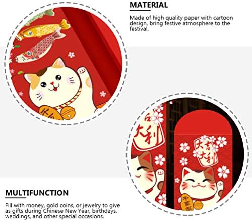 YARNOW 20kom kineska Sretna mačka crvena koverta crtani film 2023 crveni paket Nova Godina Hong Bao crvene koverte