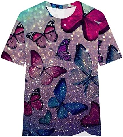 Leptir štampana košulja za žene manžetne kratke rukave majice ljetne Casual Dressy majice Moda 2023 tunike