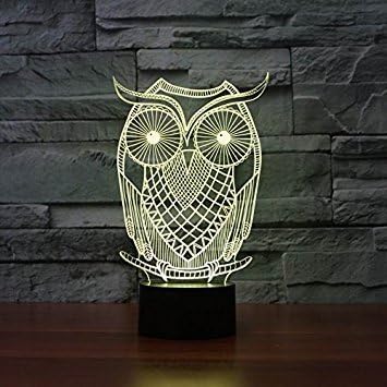SUPERNIUDB 3d Owl noćno svjetlo Tabela svjetlo 3d lampa Tabela lampa 3D LED USB 7 promjena boje LED stolna lampa Božić igračka poklon