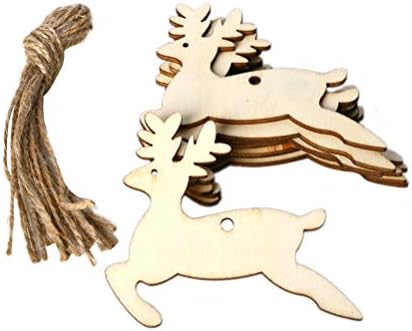 Amosfun 10kom drveni ukrasi nedovršeni Božićni drveni ukrasi Jeleni viseći ukrasi zanati za DIY zanate