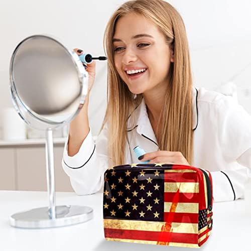 Vodootporna torba za šminke, šminka, putni kozmetički organizator za žene i djevojke, američka zastava Retro