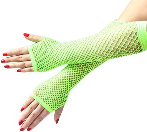 Ženske rukavice bez prstiju ruke zagrijavače rukavice elastičnost bez seksi djevojke neonske čipke dame duge visoke rukavice