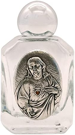 Mini Sacred Heart boca svete vode sa okretnim Zrcalnim poklopcem | metalna ploča Svetog Srca Isusovog