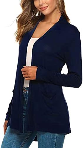 LMSXCT ženski lagani otvoren džemper sa prednjim kardiganom pune boje casual comfy dugih rukava s dugim