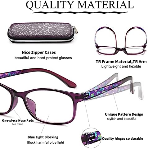 Naočale za oči za žene za žene, 2 pakovanja plava svjetlost čitači lagane filtere UV zraka / odsjaj
