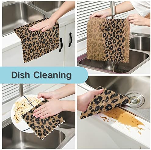 Vintage Leopard životinje Krutne krpe za suđe mikrofiber za čišćenje ručnika za apsorbentne posuđe Brzo sušenje