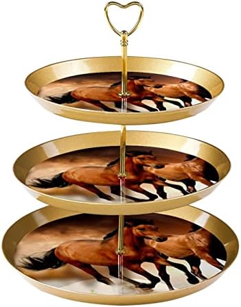 RATGDN 3-slojni stalak za torte, toranj za prikaz deserta za konje za trčanje, plastični okrugli držač za