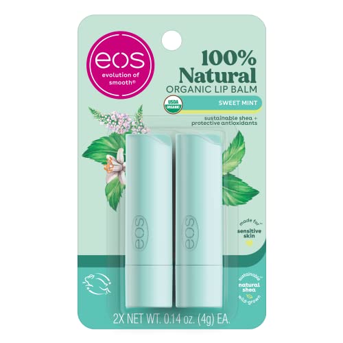 eos prirodni & amp; organski balzam za usne štapići - Sweet Mint, cjelodnevna vlaga, dermatolog preporučeno