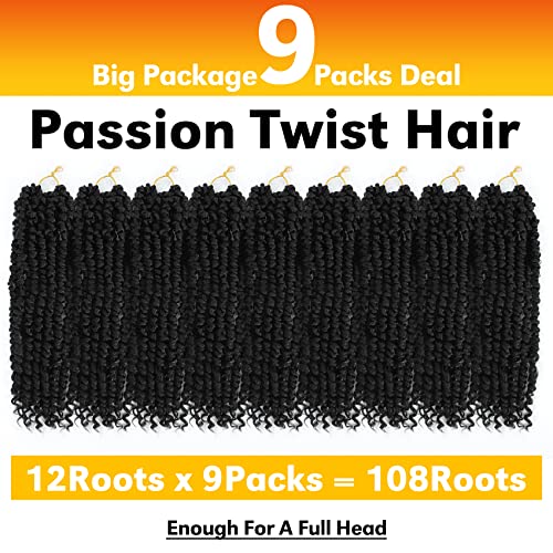 Passion Twist Hair 12 inča 9 paketa Passion Twist Crochet Hair za crne žene unaprijed uvrnute heklane