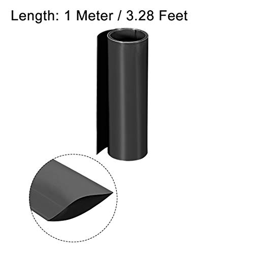 Uxcell PVC toplotna cijev 200mm Ravna širina With za dvostruki sloj 18650 2 metra crna