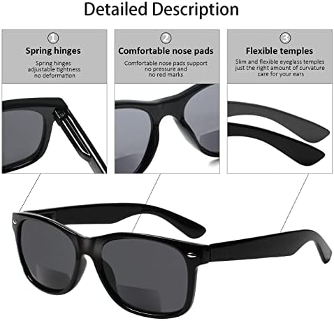 4 pakovanje bifokalnih naočala za čitanje sive sočivo opružne šarke na otvorenom sunčane naočale modni bifokalni