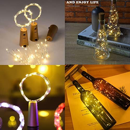 Svjetla za flaše vina s plutom, 50 pakovanja 20 LED plute u obliku 6,6 stopa srebrne žice Fairy Mini žičana svjetla za Božić, uradi sam, zabavu, noć vještica, vjenčanje