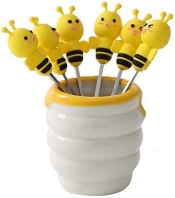6 kom silikonske pčelinje viljuške Mini Cartoon Animal Salat Desert Picks posuđe sa s pot alati za dekoraciju