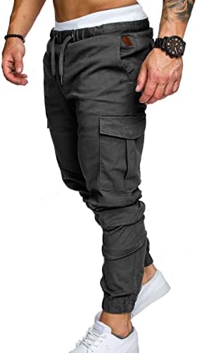 Dudubaby muške kombinezone za crtanje multi džepne pantalone planinarske hlače pamučne pantalone
