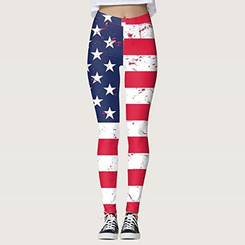 Četvrti julske tamne za žene za žene u USA zastava rada Yoga gamaše ultra mekane četkice rasteretne hlače
