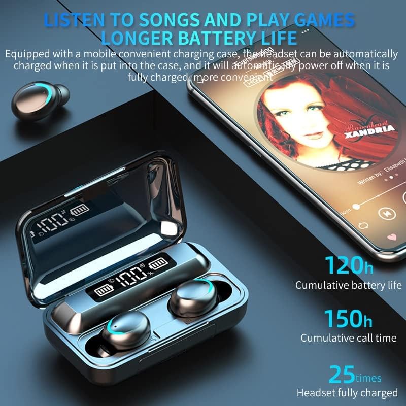 Bluetooth slušalica za slušalice Bluetooth bežični Blued Bluetooth slušalice sa LED ekranom dodirnite buku Otkazivanje Earbuda Sportske muzike Igra Slušalice Vodootporne