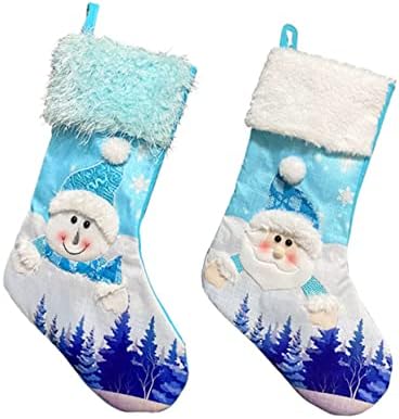 Solustre 2pcs Božićne čarape Santa poklon torbe Xmas kamin Viseći čarape Božićna čarapa Foto Prop ukrasi