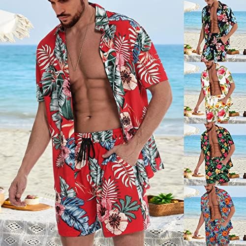 Italijanska odijela Muškarci Proljeće Ljeto Postavljeno Ležerno Cvjetno havajska plaža Tropska