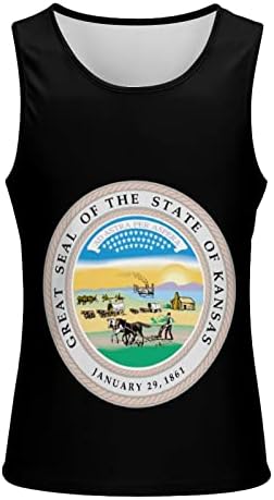 Pečat Državne zastave Kanzasa Sjedinjene Američke Države muške teretane majice bez rukava Vježba Casual