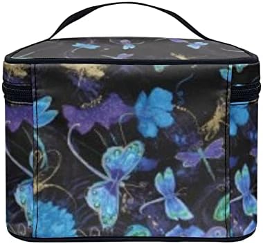 Coeqine Blue Crne šminke za putovanja, plavi cvijet Zmajcly toaletna torba za torbe Lagane patentne patentne kosinske kose