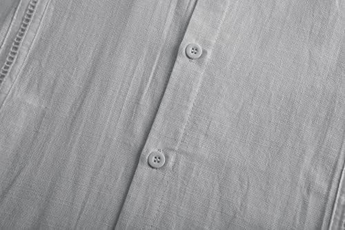 SmifcaAlor muški kratki rukav guayabera majica posteljina pamučna kubanska košulja spuštena ljetna plaža vrhovi