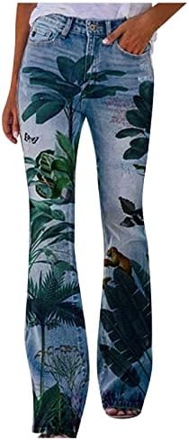 Ženske elegantne cvjetne ispise za hlače Ležerne prilike ravne noge Hlače visokog struka Classic