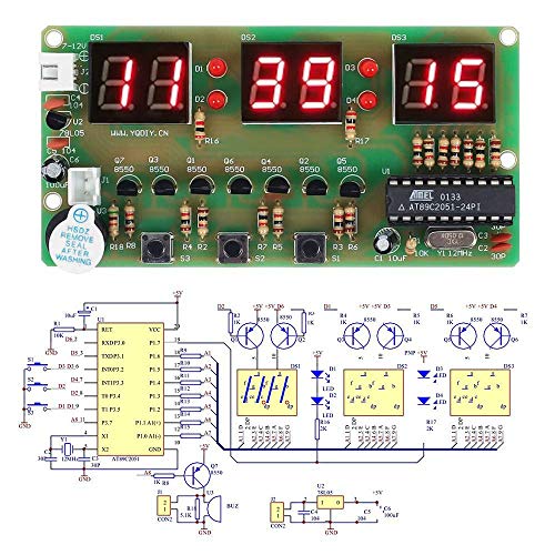 Daoki Digital Clock DIY Kit 6bit C51 AT89C2051 Chip elektronski alarma Clock CIT PCB Ploča za lemljenje