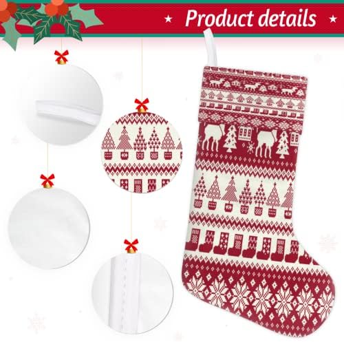 Bardić sretan Božić 1 pakovanje božićne čarape, božićni jeleni Snowflake Super Soft Xmas Čarape Velvet Viseći čarape za stepenice Kamin Kućni dekor