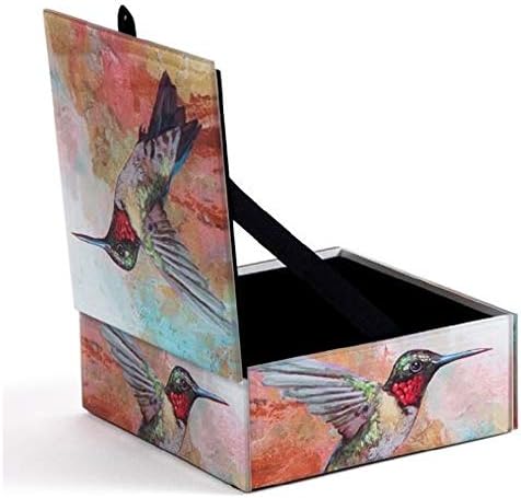 Dom i kuće za odmor Hummingbird Glass Centedsake Haket nakit kutije za nakit Velvet obložena ptica