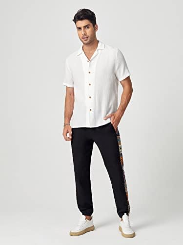 Makemechic Muški povremeni teksturirani gumb s kratkim rukavima dolje majica za majicu u donju ljetnu majicu