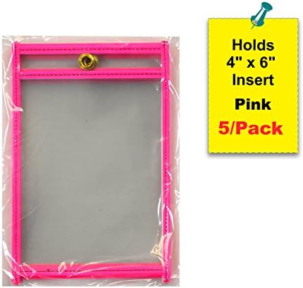 C-Line ušiveni držači za prodaju karata, obje strane čiste, 4 x 6, 5 u pakovanju, neonsko ružičaste