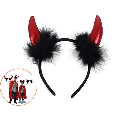 Lurose 5kom crveni Rog traka za glavu Crna Fluffy Devil Hairband Party Hair Accessories za Cosplay