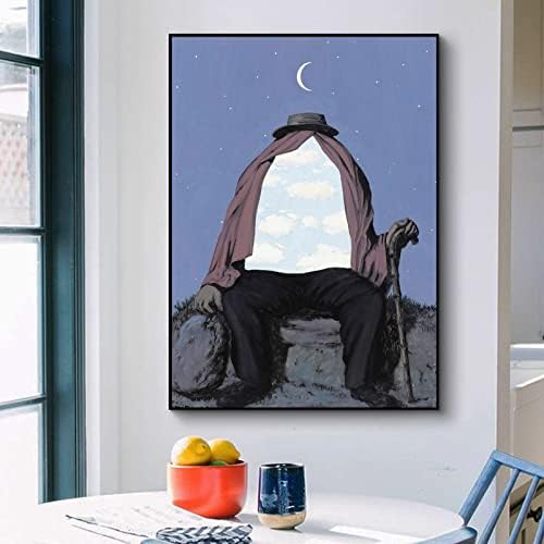 Rene Magritte platnena zidna Umjetnost-terapeutski Poster-Fine Art Print-Moon Start cloud slika