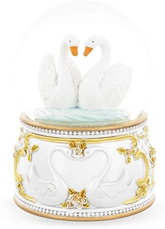 Swanning Swans in Love Musical Water Snow Globe