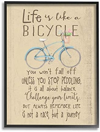 Stupell Industries Life is Like a Bicycle' Icon Inspirational Typography Grey Framered Wall Art, 16x20, dizajn umjetnice Regine Nouvel