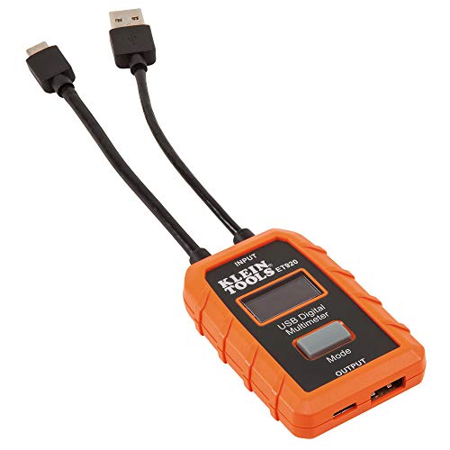 Klein Alati ET920 USB mjerač napajanja, USB-A i USB-C digitalni mjerač za napon i klein alate za prekidač za prekidač