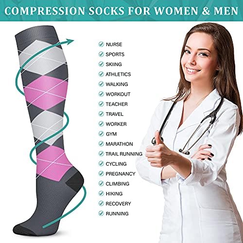 Bakar kompresije čarape za žene & muškarci cirkulacija 15-20 mmHg je najbolje za atletiku, podrška, biciklizam,