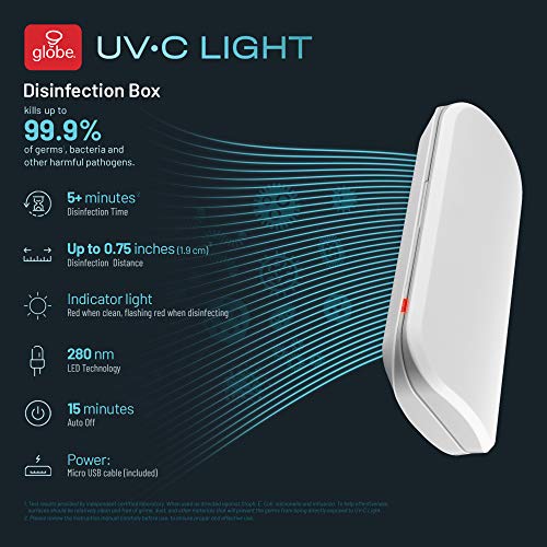 Globus UV-C kutija za dezinfekciju svjetla, Bijela, indikatorska lampica, uključen mikro USB kabl