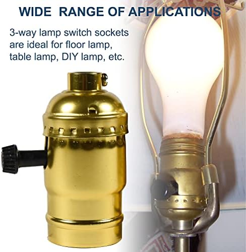 HQRP 3-Way lamp Holder, E26 sijalica utičnica, za podne i Stolne lampe, DIY projekat, 1/8 IP niti, ul lista