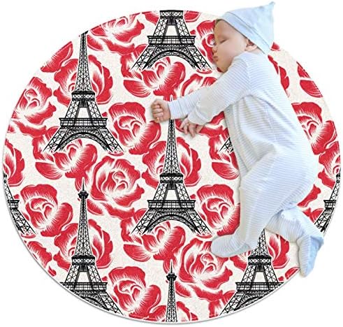 Okrugla podna prostirka, Paris Rose Eiffelov toranj 31.5 x31. 5 prostirka za rasadnik za spavaću