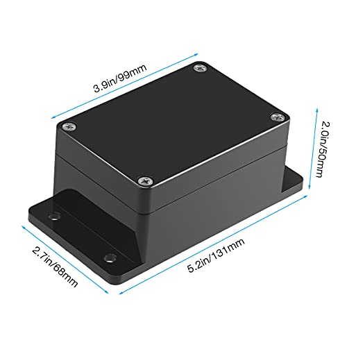 PINFOX 2 Pack IP65 elektronski okvir Projekt Plastični ABS vodootporni crni razvodni kutija sa fiksnim uhom 3,95 x 2,7 x 2